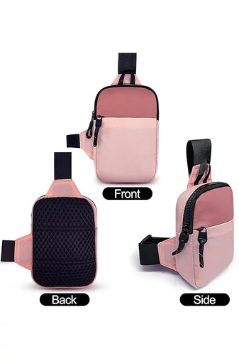 Mini Crossbody Táska állítható pánttal, ideális sportoláshoz poliészterből Unisex Bonluo Világos Rózsaszín 19*13*3cm