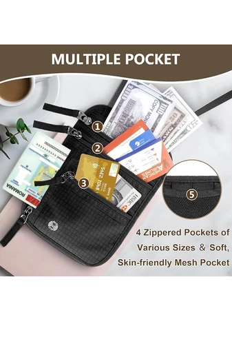 Okmány tartó Unisex RFID védelemmel Vízálló Fekete Bonluo 20*14cm