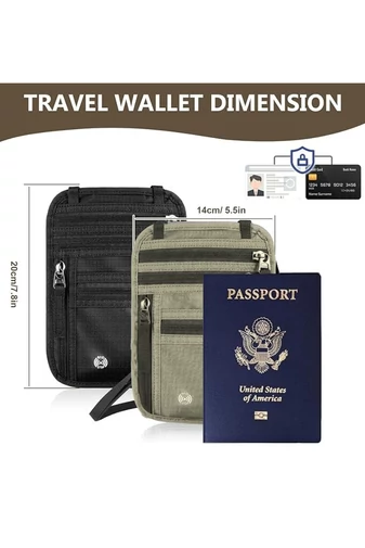 Okmány tartó Unisex RFID védelemmel Vízálló Fekete Bonluo 20*14cm