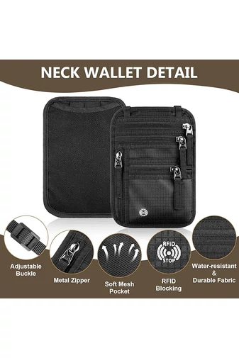 Okmány tartó Unisex RFID védelemmel Vízálló Fekete Bonluo 20*14cm