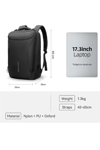  Multifunkciós Laptop Hátizsák Mark Ryden 17.3” laptophoz, USB porttal Fekete 45×33×20cm