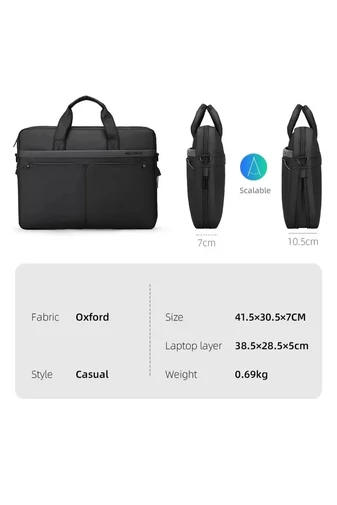 Laptop Táska Mark Ryden 15.6” laptophoz, Vízálló, Oxford Anyagból, Bőröndhöz rögzíthető, Fekete 41,5×30,5×7cm