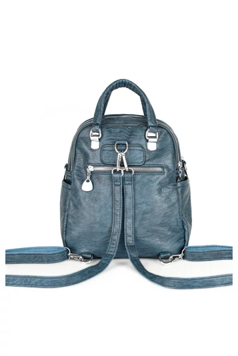 Kék Műbőr Hátizsák/Crossbody Táska (26x24x12cm)