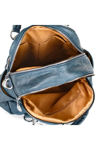 Ezüst Műbőr Hátizsák/Crossbody Táska (26x24x12cm)