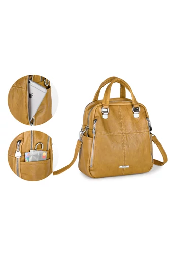 Barna Műbőr Hátizsák/Crossbody Táska (26x24x12cm)