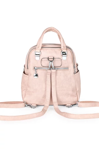 Rózsaszín Műbőr Hátizsák/Crossbody Táska (26x24x12cm)