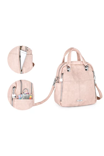 Rózsaszín Műbőr Hátizsák/Crossbody Táska (26x24x12cm)