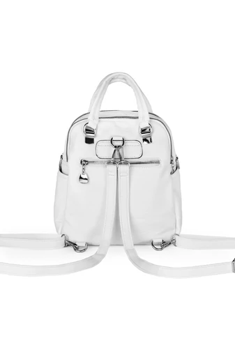 Fehér Műbőr Hátizsák/Crossbody Táska (26x24x12cm)