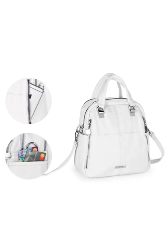 Fehér Műbőr Hátizsák/Crossbody Táska (26x24x12cm)