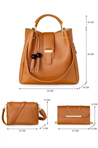 Barna Válltáska Szett Crossbody Táskával és Pénztárcával (3 db)