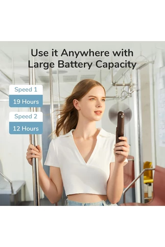 Barna Hordozható F8X 3 az 1-ben Mini Ventilátor – Összecsukható Kivitel Külső Akkumulátorral és Zseblámpával, 4000 mAh, USB-C