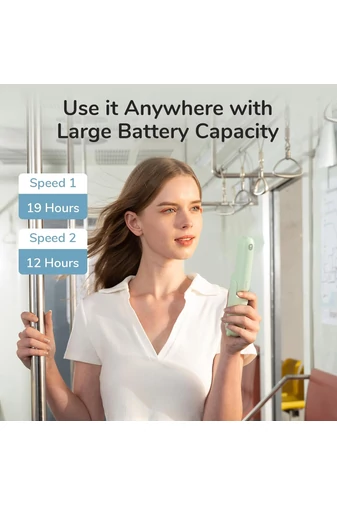 Zöld Hordozható F8X 3 az 1-ben Mini Ventilátor – Összecsukható Kivitel Külső Akkumulátorral és Zseblámpával, 4000 mAh, USB-C