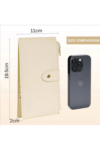 Női Pénztárca RFID, PU bőrből, 16 kártyatartóval Bézs 19,5×11×2cm