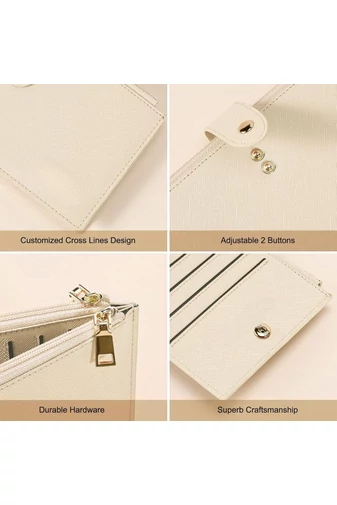 Női Pénztárca RFID, PU bőrből, 16 kártyatartóval Bézs 19,5×11×2cm