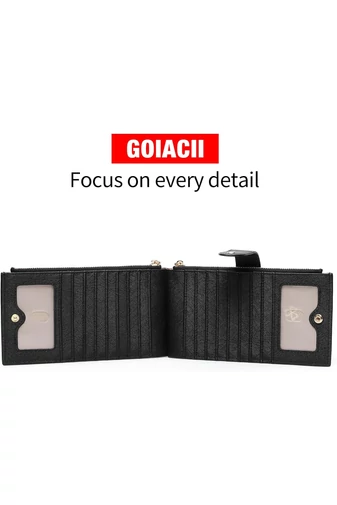 Női Pénztárca RFID, PU bőrből, 16 kártyatartóval Fekete 19,5×11×2cm
