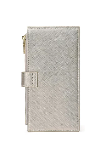 Női Pénztárca RFID, PU bőrből, 16 kártyatartóval Ezüst 19,5×11×2cm