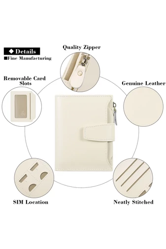 Női Pénztárca, PU bőrből, RFID védelemmel, Bonluo Bézs 10×13×3cm
