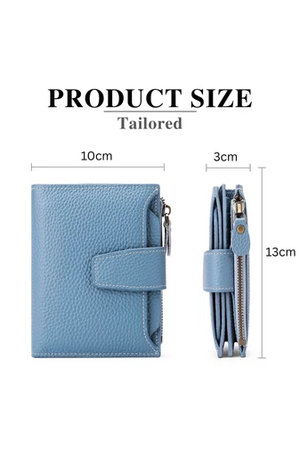 Női Pénztárca, PU bőrből, RFID védelemmel, Bonluo Kék 10×13×3cm