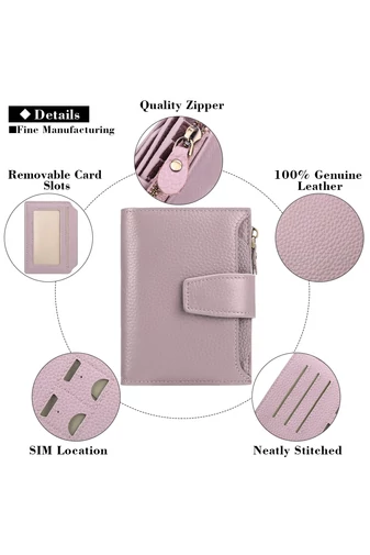 Női Pénztárca, PU bőrből, RFID védelemmel, Bonluo Lila 10×13×3cm