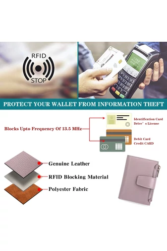 Női Pénztárca, PU bőrből, RFID védelemmel, Bonluo Lila 10×13×3cm
