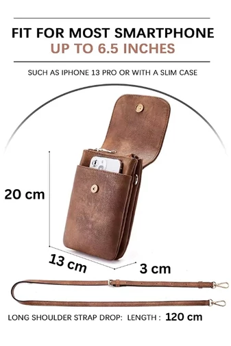 Crossbody Táska, PU bőrből, Több Zsebbel, Állítható Pánttal, Bonluo Sötét Barna 20×13×3cm