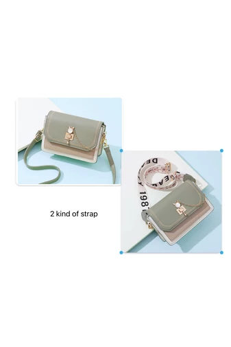 Crossbody Elegáns Táska PU Anyagból, Kétféle Pánttal, Bonluo Zöld 14×21×8cm
