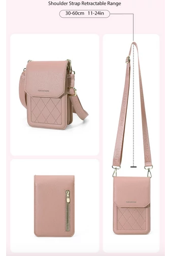 Crossbody Táska Mini, PU Anyagból, Praktikus Kialakítással és Állítható Pánttal, Bonluo Lila 19×12,5×6cm