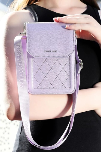 Crossbody Táska Mini, PU Anyagból, Praktikus Kialakítással és Állítható Pánttal, Bonluo Lila 19×12,5×6cm