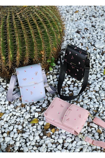 Crossbody Táska Mini, PU anyagból, Virágmintás Dizájnnal, Bonluo Bézs 19,5×13×5cm