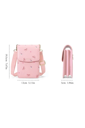 Crossbody Táska Mini, PU anyagból, Virágmintás Dizájnnal, Bonluo Bézs 19,5×13×5cm