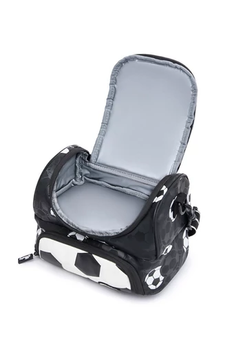 Crossbody Táska Gyerekeknek,Szigetelt, Vízálló, Fekete Arany futball Mintával 18*25*16cm