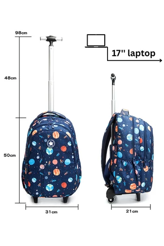 Iskolai Gurulós Hátizsák Szett 3 az 1-ben, Gyerekeknek, Galaxis Mintával, Ebédtáskával,Tolltartóval, 20–35 literes kapacitással