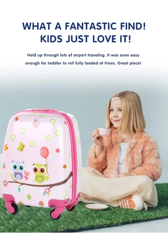 Gyerek Bőrönd Wizz-Air ingyenes kabin méret 40x30x20cm, levehető kerekek bagoly mintás