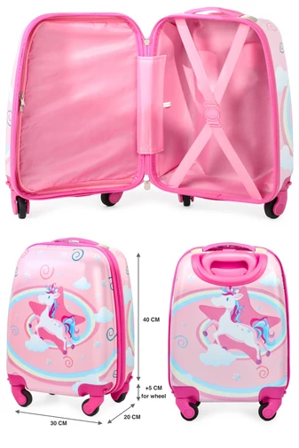 Gyerek Bőrönd Wizz-Air ingyenes kabin méret 40x30x20cm, levehető kerekek rózsaszín
