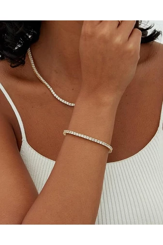 Elegáns 18K aranyozott AAAAA cirkónia 3 mm-es elegáns tenisz arany karkötő