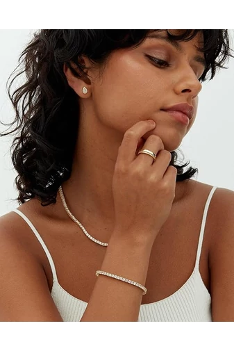 Elegáns 18K aranyozott AAAAA cirkónia 3 mm-es elegáns tenisz arany karkötő