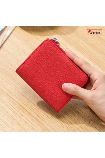 Női mini fekete valódi bőr pénztárca (11*9*2cm)