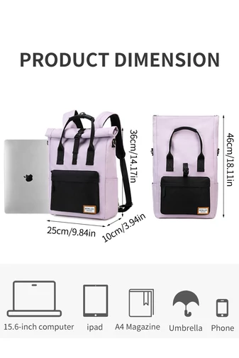 Hátizsák 2 az 1-ben és többfunkciós válltáska sötét lila/fekete laptop hátizsák  40*25*16cm - Bonluo