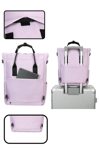 Hátizsák 2 az 1-ben és többfunkciós válltáska sötét lila/fekete laptop hátizsák  40*25*16cm - Bonluo