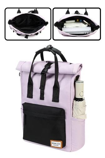 Hátizsák 2 az 1-ben és többfunkciós válltáska sötét lila/fekete laptop hátizsák  40*25*16cm - Bonluo