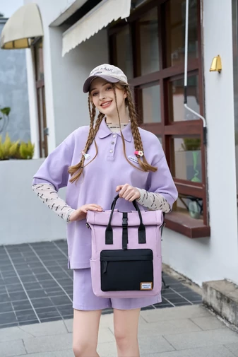 Hátizsák 2 az 1-ben és többfunkciós válltáska sötét lila/fekete laptop hátizsák  40*25*16cm - Bonluo