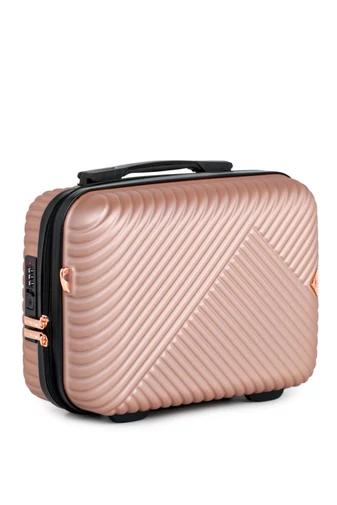 Kozmetikai táska rosegold, bőröndre rögzíthető, 28*24*13cm Abs anyagból - Bonluo