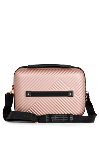 Kozmetikai táska rosegold, bőröndre rögzíthető, 28*24*13cm Abs anyagból - Bonluo