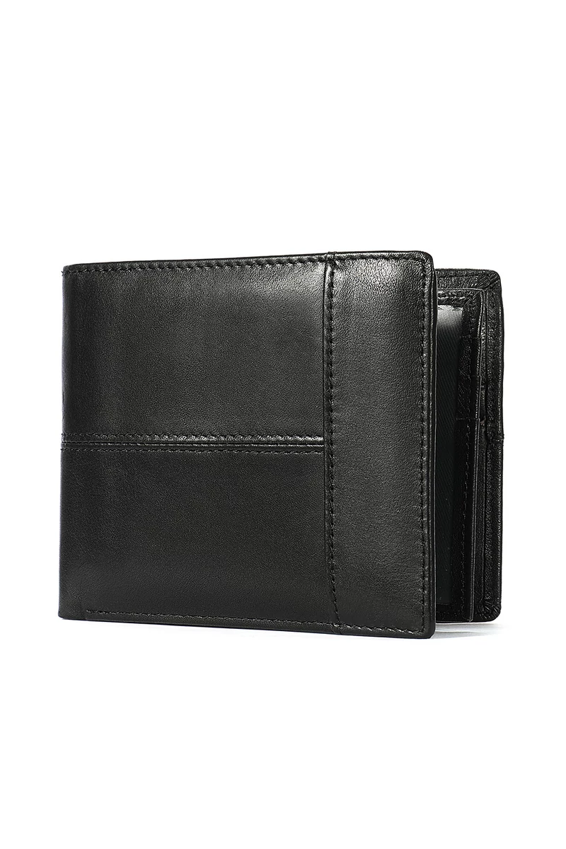 Férfi fekete valódi bőr pénztárca méret (12*10*2cm)