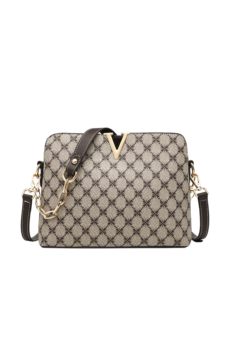 Crossbody táska Barna mintás műbőr (19x26x9cm)