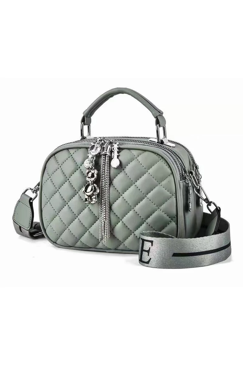 Crossbody Táska Műbőr Zöld 14x20x10cm