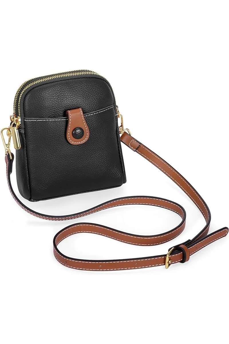 Mini Fekete valódi bőr Crossbody táska méret (20*14*8cm)
