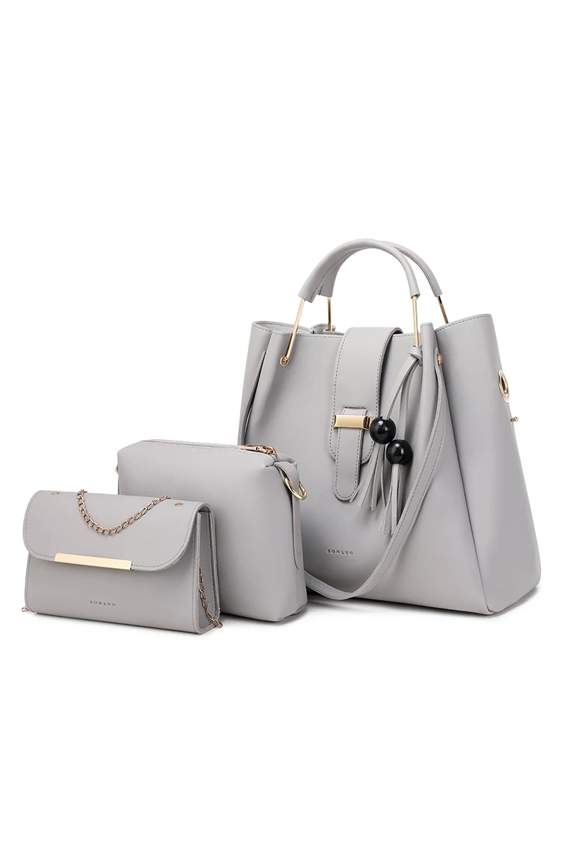  Válltáska Szett Crossbody Táskával és Pénztárcával Bonluo Szürke(3 db)