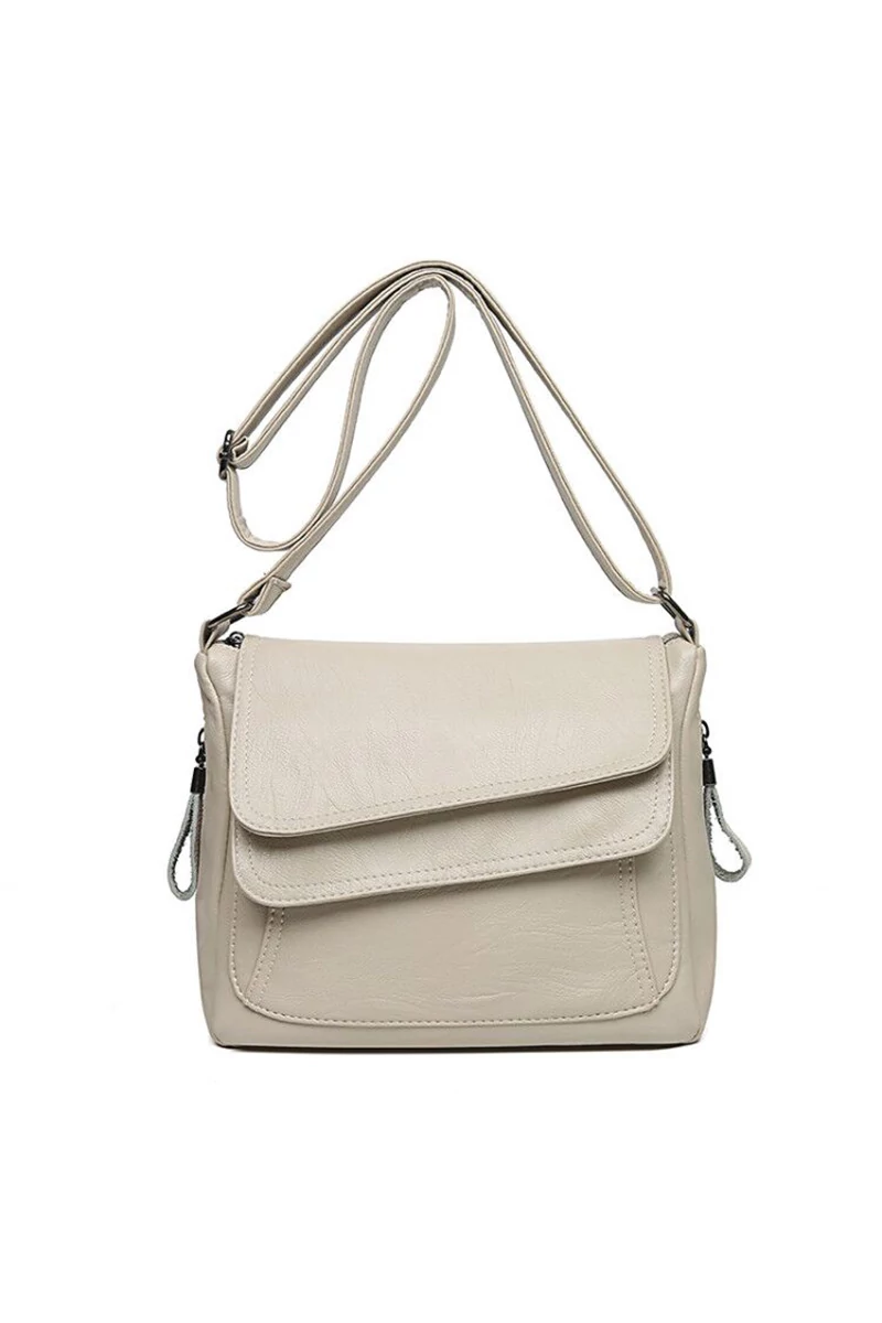Fehér Ökológiai Bőr Crossbody Táska (21x25x12cm)