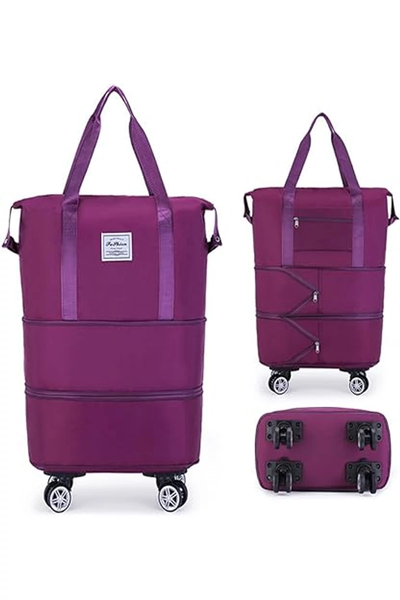 Sötétlila Utazótáska Levehető Kerekekkel Wizz Air Méretben (40x30x20cm)